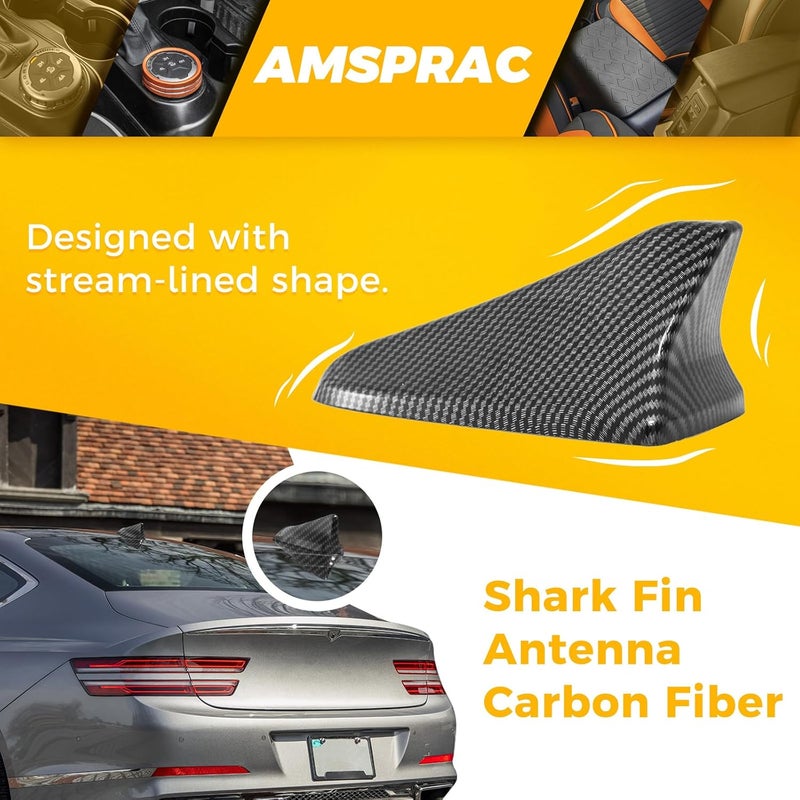 AMSPRAC Shark Fin Antenna Cover Cap Shell fit for Kia Optima 2014-2020(Not Sport),Hyundai Sonata 2015-2019,Genesis Sedan G80 2015-2017,Coupe 2013-2015,Elantra Sedan 2011-2016,Carbon Fiber Look - Image 3